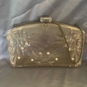 Vintage 1950’s clear handbag with rhinestones